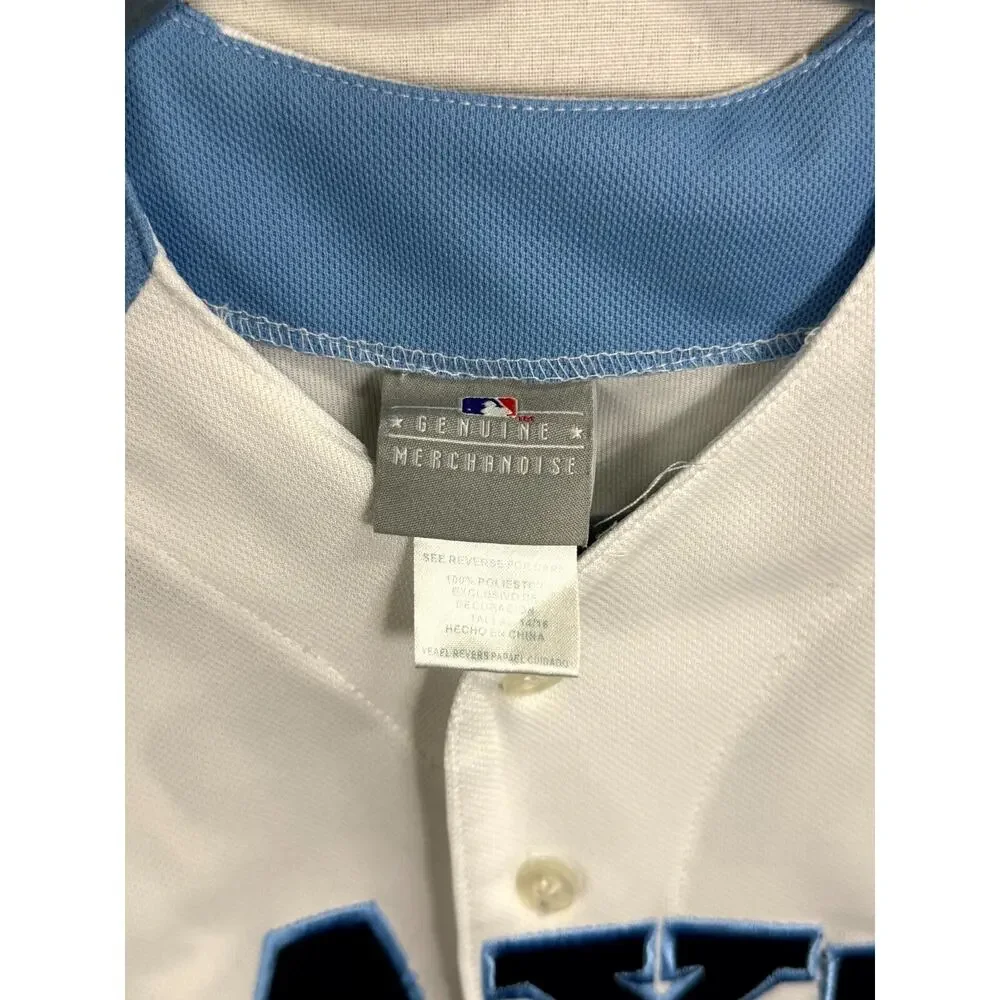 Genuine Merchandise Tampa Bay Rays Evan Longoria #3 Jersey Boys 14/16 White Blue - Picture 4 of 11